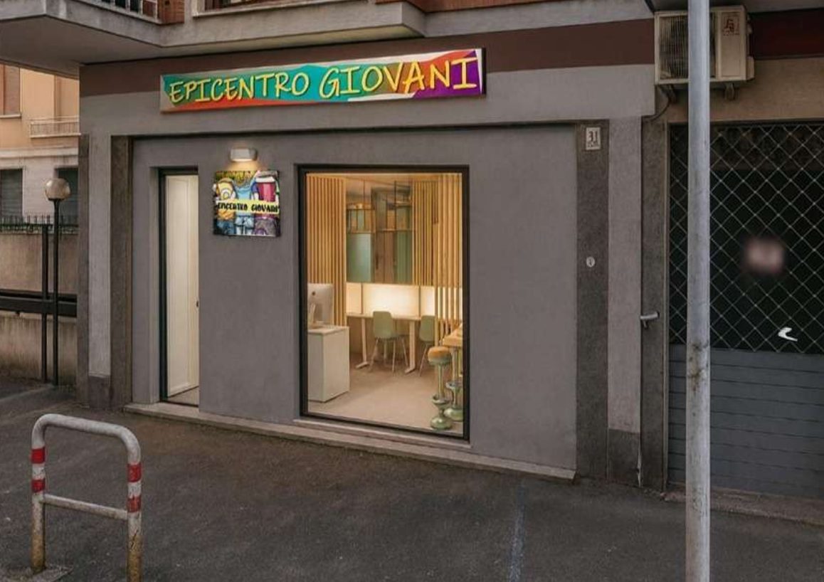 Render dello spazio di Epicentro Giovani, il centro di aggregazione nel VII Municipio di Roma